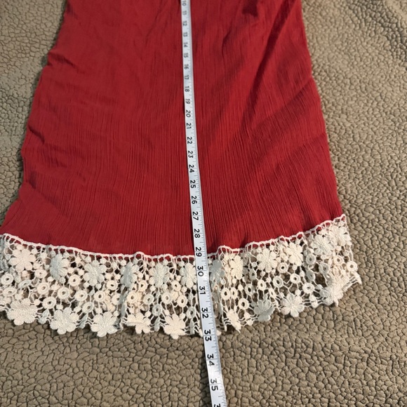 Umgee Vibrant Dress with crochet trim, crinkle look, lined 1X - Picture 12 of 14